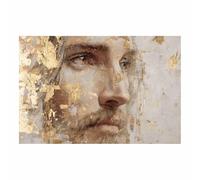 DunPei Póster de Dios, Jesús de la paz Lienzo decorativo para pared,obra de arte católica para habitación espiritual, dormitorio, decoración del hogar（dorado-60x90cm Sin marco