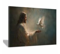 DunPei Póster de Dios, Jesús de la paz Lienzo decorativo para pared,obra de arte católica para habitación espiritual, dormitorio, decoración del hogar（Spagna-30x45cm Enmarcado