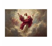 DunPei Póster de Dios, Jesús de la redención Lienzo decorativo para pared,obra de arte católica para habitación espiritual, dormitorio, decoración del hogar（blanco-80x120cm Sin marco