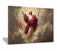 DunPei Póster de Dios, Jesús de la redención Lienzo decorativo para pared,obra de arte católica para habitación espiritual, dormitorio, decoración del hogar（blanco-80x120cm Enmarcado