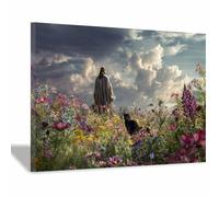 DunPei Póster de Dios, Jesús justo Lienzo decorativo para pared,obra de arte católica para habitación espiritual, dormitorio, decoración del hogar（Spagna-50x70cm Enmarcado