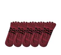 DUNSBY Calcetines Dedos 5 Pares de Calcetines Invisibles de Verano for Hombre, de algodón, a Rayas de Colores, Finos, Suaves, de Boca Poco Profunda, Transpirables, Calcetines de 5 Dedos(Red)
