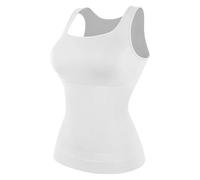 DUNSBY Camiseta Reductora Mujer Camisola sin Costuras, Chaleco de compresión, Control de Abdomen, Moldeador de Cintura, Ropa Interior, Camiseta sin Mangas con Cuello Cuadrado(White,XL)
