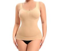 DUNSBY Camiseta Reductora Mujer Faja Moldeadora clásica con Control de Abdomen for Mujer, con Sujetador Acolchado, Chaleco elástico, Moldeador Corporal, corsé Adelgazante y Elevador.(Nude,S)