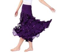 DUNSBY Falda Flamenca Mujer Falda de Baile Flamenco 720, Vestido Largo salón for Damas, vals, Moderno, estándar, Tango, Ropa, atuendos, actuación(Purple)