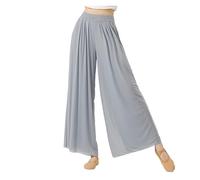 DUNSBY Leggings de Yoga Pantalones de Baile Moderno Malla con Pierna Ancha for Mujer, Pantalones Cintura Alta for Ballet, Danza lírica clásica, clásico(Blue,XL)