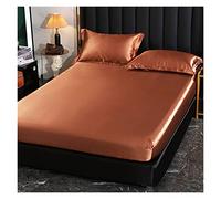 DUNSBY Sábana De Seda Sábana de satén con cinturón elástico Sábana Bajera de Repuesto Funda de colchón/140/160/200/Sábana Doble sin Funda de Almohada para La Familia(Qian ka FEI,King 198x203x35cm)