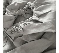 DUNSBY Sábanas de Lino Sábana Ajustable de Lino Puro 35 cm Profundidad, Funda colchón Bolsillo, Color Liso, Antideslizante, Fija, cubrecama Protector(Light Grey,150x200 H35CM)