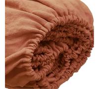 DUNSBY Sábanas de Lino Sábana Ajustable de Lino Puro 35 cm Profundidad, Funda colchón Bolsillo, Color Liso, Antideslizante, Fija, cubrecama Protector(Color 01,200x200 H35CM)