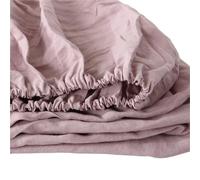 DUNSBY Sábanas de Lino Sábana Ajustable de Lino Puro 35 cm Profundidad, Funda colchón Bolsillo, Color Liso, Antideslizante, Fija, cubrecama Protector(Grey Purple,120x200 H35CM)