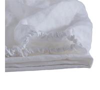 DUNSBY Sábanas de Lino Sábana Ajustable de Lino Puro 35 cm Profundidad, Funda colchón Bolsillo, Color Liso, Antideslizante, Fija, cubrecama Protector(White,150x200 H35CM)