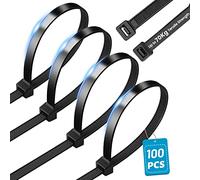 DUNSOO 100 Piezas Bridas Plastico Negras, 300 x 8 mm Bridas para Cables Profesionales, Resistente a Temperatura, 70 kg de Resistencia a la Tracción, Para Oficina, Hogar, Exteriores
