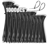 DUNSOO 1000 Piezas Bridas Plastico, Bridas Negras 100/150/200/250/300mm, Presillas Plastico Resistente a Temperatura, Bridas para Cables Para Oficina, Hogar, Exteriores