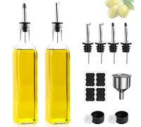 DUNSOO Botella de aceite, 2 x 500 ml de vinagre y dispensador de aceite, botella de aceite de oliva con embudo, tapa resistente al deslustre, etiqueta, botella de cristal para cocina y barbacoa