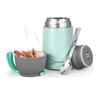 DUNSOO Recipiente térmico para alimentos de 650 ml, recipiente térmico para alimentos de acero inoxidable con cuchara plegable, fiambrera térmica ideal para guardar sopas, papillas, helados y yogurt.