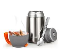 DUNSOO Recipiente térmico para alimentos de 650 ml, recipiente térmico para alimentos de acero inoxidable con cuchara plegable, fiambrera térmica ideal para guardar sopas, papillas, helados y yogurt.
