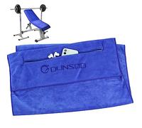 DUNSOO Toalla Gimnasio,120x50cm Toalla Deportiva De Microfibra con Bolsillo De Cremallera para Gimnasia y Entrenamiento I Toalla De Gimnasio (Azul)