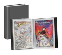Dunwell Álbum de almacenamiento de cómics - Para la actualidad, edad de plata, cómics regulares en bolsa y abordado, carpeta con 6 fundas superpesadas, cubierta transparente y lomo, sin ácidos, regalo