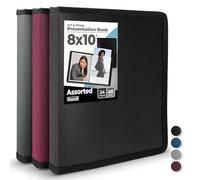 Dunwell Álbum de fotos de 8 x 10 pulgadas (surtido, paquete de 3), carpeta de fotos y arte de 8 x 10 pulgadas, 24 fundas transparentes para exhibir 48 páginas, libro de fotografía profesional para