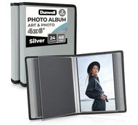 Dunwell Álbum de fotos pequeño de 4 x 6 pulgadas con papel de montaje negro (paquete de 2, plateado), libro de presentación de fotos y arte de 4 x 6, cada uno muestra 48 páginas, mini libro