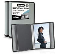 Dunwell Álbum de fotos pequeño de 5 x 7 pulgadas (paquete de 2), papel de montaje, carpeta de portafolios de arte de 5 x 7, 24 fundas para 48 páginas, libro profesional de poliéster sin ácidos para