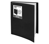 Dunwell Carpeta con fundas de plástico de 24 bolsillos (negro), libro de presentación, carpeta de 8.5 x 11 pulgadas con protectores de hojas transparentes, muestra 48 páginas de documentos