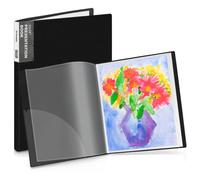 Dunwell Carpeta de 11 x 14 pulgadas con fundas - (negro), 24 bolsillos, 48 páginas, carpeta grande con fundas de plástico, libro de presentación de 11 x 14 pulgadas con fundas protectoras, portafolio