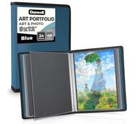 Dunwell Carpeta de arte de 9 x 12 pulgadas (azul), papel de montaje negro, carpeta para obras de arte, carpeta de arte de 9 x 12 pulgadas, 24 bolsillos, 48 páginas, libro de presentación de poliéster