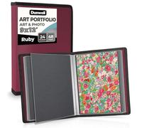 Dunwell Carpeta de arte de 9 x 12 pulgadas (rubí), papel de montaje negro, carpeta para obras de arte, carpeta de arte de 9 x 12 pulgadas, 24 bolsillos, 48 páginas, libro de presentación de poliéster