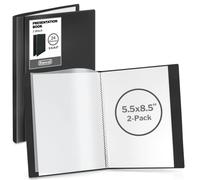 Dunwell Carpetas pequeñas con fundas, libros de presentación de 5.5 x 8.5 pulgadas (paquete de 2, negro), 24 bolsillos, muestra 48 páginas de tamaño medio o mini folletos de 5.5 x 8.5 pulgadas,