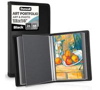 Dunwell Libro de presentación de portafolio de arte (12 x 18 pulgadas, negro), carpeta de cartera para obras de arte, carpeta de 12 x 18 pulgadas con 24 fundas de cartera, muestra 48 páginas, carpeta