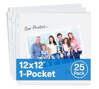 Dunwell Páginas de recambio para álbumes de recortes de 12 x 12 pulgadas (paquete de 25) superpesadas, se adapta a carpetas de álbumes de recortes de 3 anillos, páginas estándar de álbum de fotos de