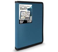 Dunwell Portafolio de arte de 11 x 17 pulgadas (azul) carpeta grande para obras de arte, carpeta de arte de 11 x 17 pulgadas con 24 bolsillos, muestra 48 páginas, álbum de cartera para almacenamiento