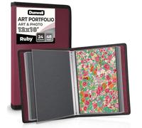 Dunwell - Portfolio artístico de 30,5 x 45,7 cm con papel de montaje, color rubí, gran carpeta para exhibiciones de obras de arte, 48 páginas, carpeta de presentación con bolsas de plástico