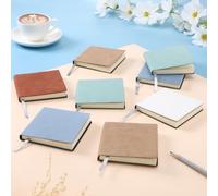 Dunzoom 10 Pack Pocket Small Notebook Bulk 3.9 Inch Mini Cute Memo Notepads Hardcover Leather Mini School Supplies Boho Square Pocket Notebook for Students Office Home Work Journey Supplies