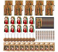 Dunzoom 60 Our Lady of Guadalupe warm Gifts Set for Women Virgen De Guadalupe Religious Favors, Handmade Crochet Doll Kits, Prayer Cards, Pens, Notebooks, Keychains, Tote Bags, Catholic Souvenirs Gift