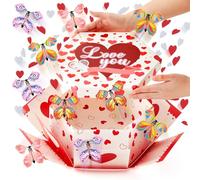 Dunzoom Caja de regalo sorpresa de mariposa voladora, caja de regalo grande de explosión de cumpleaños con 12 mariposas voladoras, caja de cumpleaños de mariposa explosiva, caja de regalo sorpresa