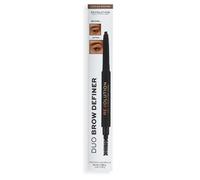 Makeup Revolution Duo Brow Definer Pencil, Añade Definición, Incluye Cepillo, Marrón Medio