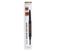 Makeup Revolution Duo Brow Definer Pencil, Añade Definición, Incluye Cepillo, Marrón Claro