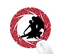 Dúo de Danza Deportes Dancer Wheel Mouse Pad de Goma roja Redonda