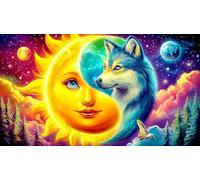 Dúo de Peces de fantasía bajo la luz de la Luna Rompecabezas para Adultos: 1000 Piezas de Cartón Reciclado para Decoración 75x50cm/1000pcs