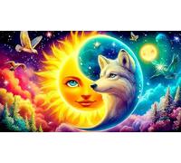 Dúo de Peces Zorro en Aguas cósmicas Rompecabezas de 1000 Piezas para Adultos - Cartón Reciclado para Decoración 38x26cm/1000pcs