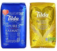 Dúo descubrimiento Arroz TILDA: Arroz Basmati Long Pure Original 1 kg + arroz fragante con jazmín 1 kg - Sin gluten