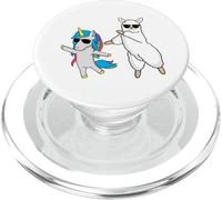 Dúo divertido de unicornio y llama danza de animales arcoíris PopSockets PopGrip para MagSafe