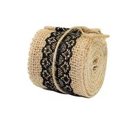 DUO ER 1M Natural de Yute de Hesse arpillera Cinta ajustes del cordón de la Cinta del Embalaje de Regalo del Arte de DIY for la Boda de Navidad Decoraciones de la celebración de días (Color : Black)