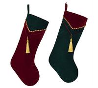 DUO ER Medias de Navidad 2pcs Media Navidad Rojo y Verde de Terciopelo con Borla Regalos árbol Colgar Bolsas Calcetines de Vacaciones decoración del Partido (Color : Red and Green)