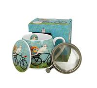 DUO Juego De Tazas De Té Con Colador De Acero Inoxidable Y Tapa, Taza De Té Con Infusor, Taza De Regalo Con Infusor De Té, 400 Ml, 3 Piezas, En Caja De Regalo, Taza De Té De Hierbas, Mundo De