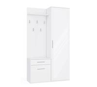 DUO WHITE Conjunto de armario de recibidor con perchero y gabinete