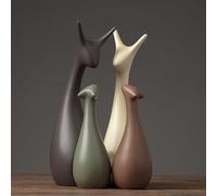 DUOAZJL Estatua de Familia de Ciervos de cerámica, Escultura de mamá, papá y bebé, Arte Animal, Figura de Porcelana, decoración del hogar, Decoraciones para Sala de Estar(#b)