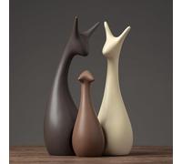 DUOAZJL Estatua de Familia de Ciervos de cerámica, Escultura de mamá, papá y bebé, Arte Animal, Figura de Porcelana, decoración del hogar, Decoraciones para Sala de Estar(#a)